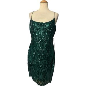 B.Darlin Sequin Strap Mini Dress NWT Green Size 17/18